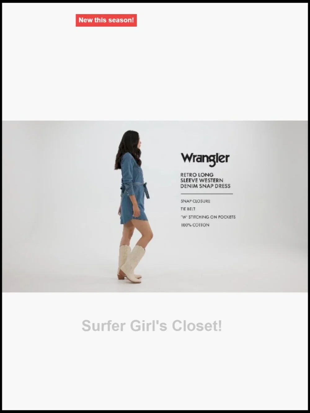 Wrangler Denim Snap Dress Long Sleeve Western Retro A-Line